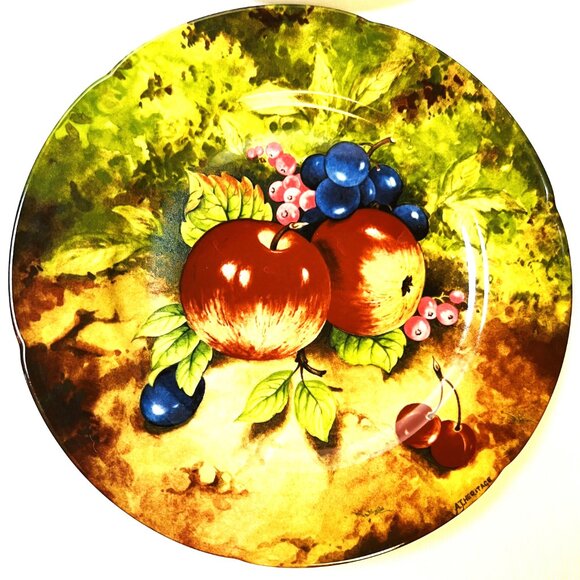 Limoges Vintage 4 Salad Plates Rochard Fruit Design Artist Signed France 7 1/2" - Picture 4 of 10